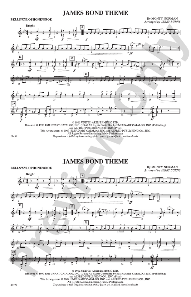 James Bond Theme Bells/Xylophone/Oboe Bells/Xylophone/Oboe Part