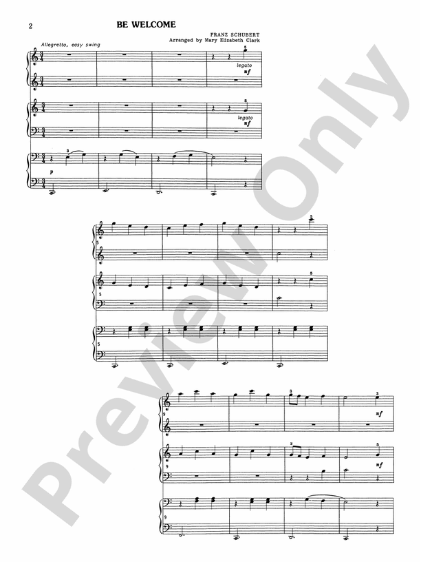 Be Welcome, D. 41 No. 9 - Piano Trio (1 Piano, 6 Hands)