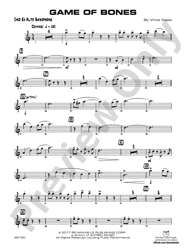 Game of Bones 2nd Eflat Alto Saxophone 2nd Eflat Alto Saxophone