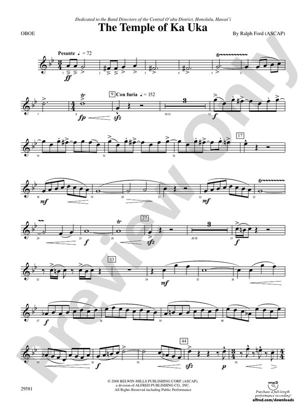 The Temple of Ka Uka Oboe Oboe Part Digital Sheet Music Download