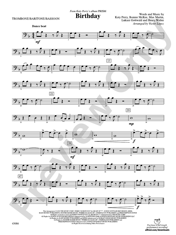 Birthday: 1st Trombone