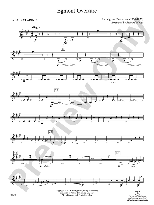 Egmont Overture Bflat Bass Bflat Bass Part