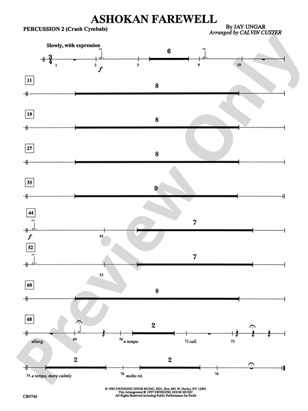 Ashokan Farewell (from The Civil War) 2nd Percussion 2nd Percussion