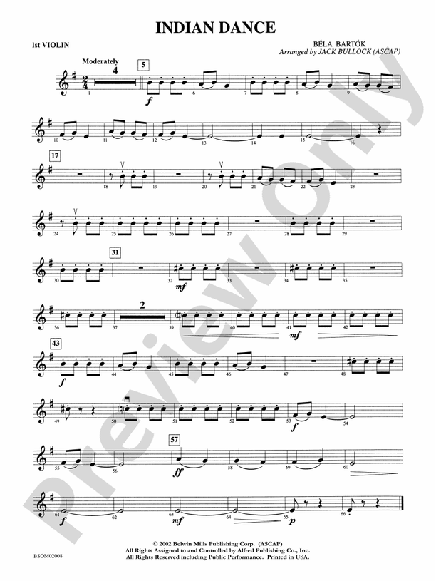 Indian Dance 1st Violin 1st Violin Part Digital Sheet Music Download