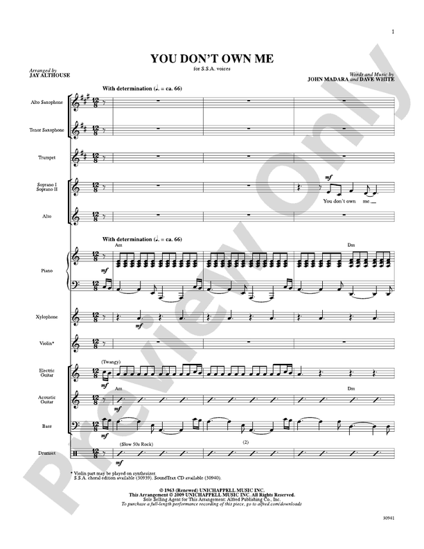 Suicide Squad You Don T Own Me You Don't Own Me: Choral Octavo SoundPax: Dave White - Digital Sheet
