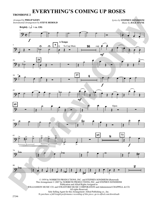Everything's Coming Up Roses (from Gypsy): 2nd Trombone