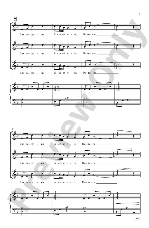 Lux Aeterna: SSA Choral Octavo: Sally K. Albrecht - Digital Sheet Music ...