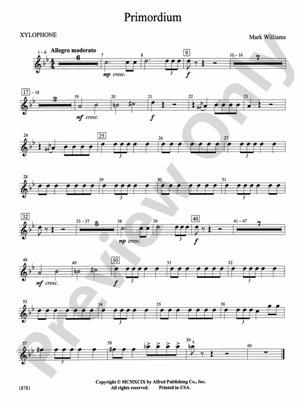 Primordium Xylophone Xylophone Part Digital Sheet Music Download