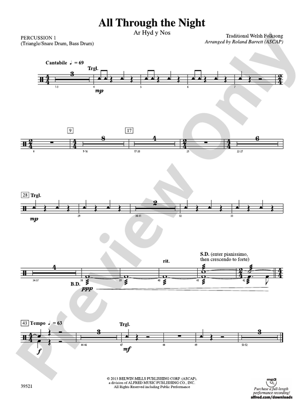All Through the Night 1st Percussion 1st Percussion Part Digital
