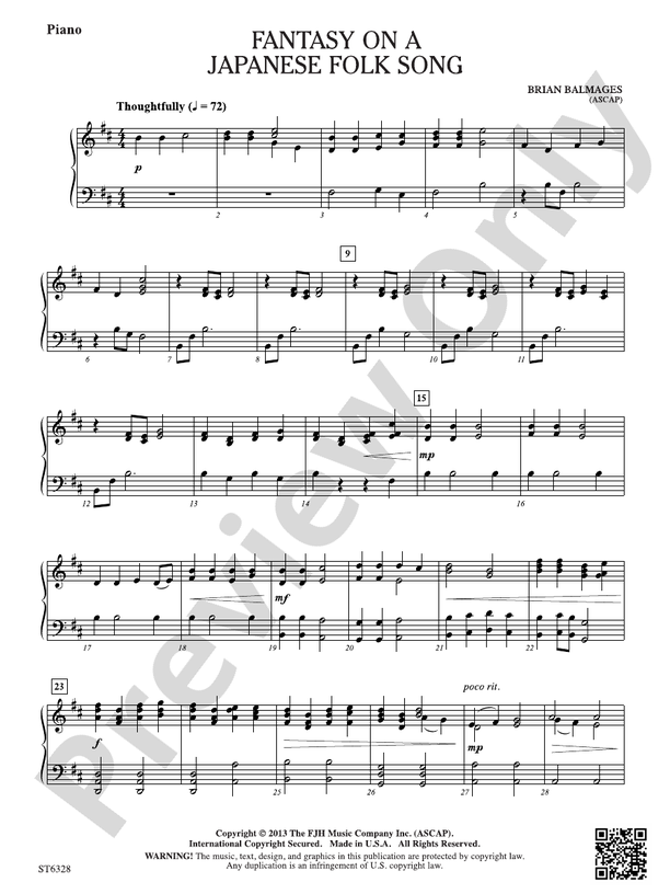 Fantasy on a Japanese Folk Song: Piano: Piano Part: Brian Balmages