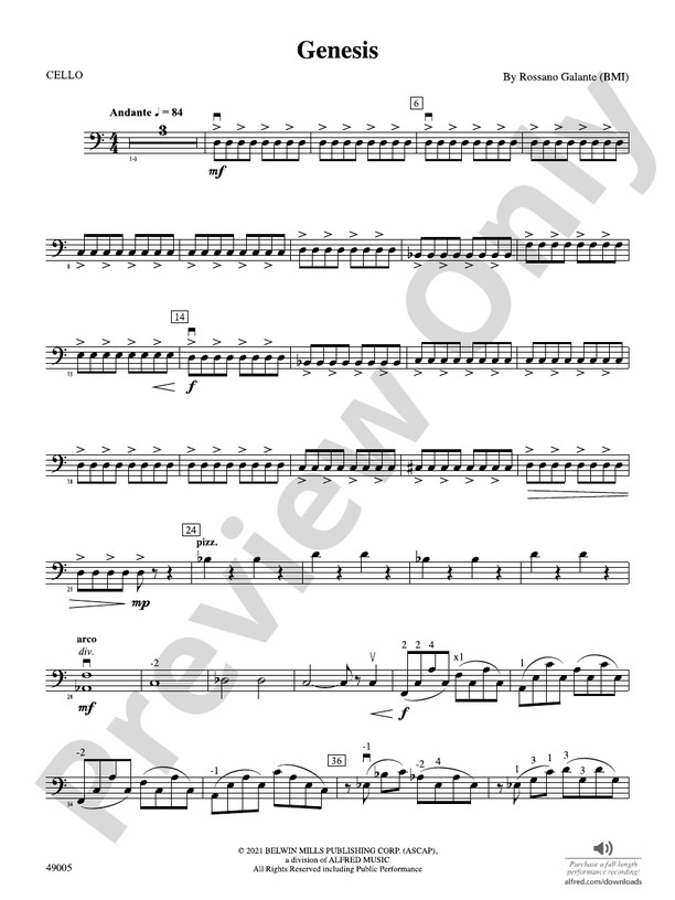 Genesis Cello Cello Part Digital Sheet Music Download 7113