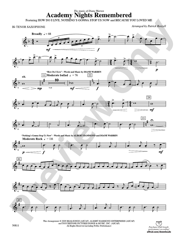 Academy Nights Remembered (The Music of Diane Warren) Bflat Tenor