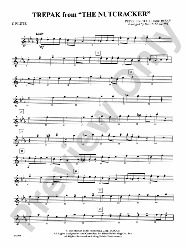 Trepak from The Nutcracker Flute Flute Part Digital Sheet Music