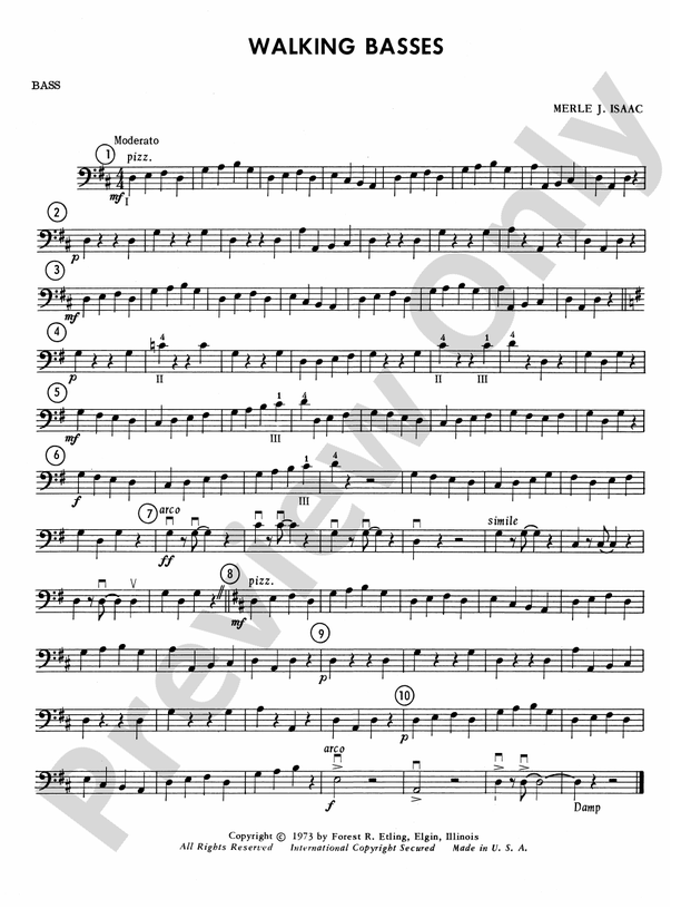 Walking Basses String Bass String Bass Part Digital Sheet Music