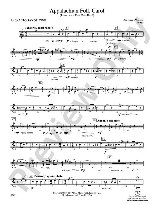 Appalachian Folk Carol: E-flat Alto Saxophone