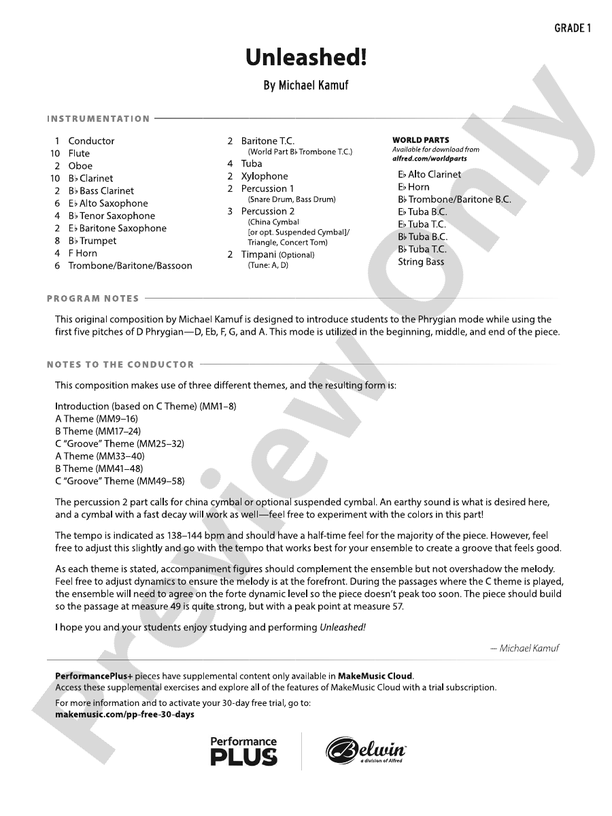 Unleashed!: Score: Concert Band Score - Digital Sheet Music Download