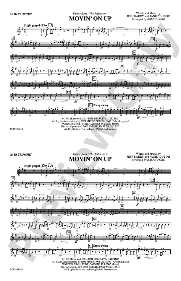 Movin On Up Theme From The Jeffersons 1st B flat Trumpet 1st B movin-on-up-theme-from-the-jeffersons-1st-b-flat-trumpet-1st-b