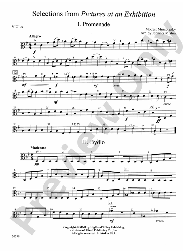 Selections from Pictures at an Exhibition: Viola: Viola Part