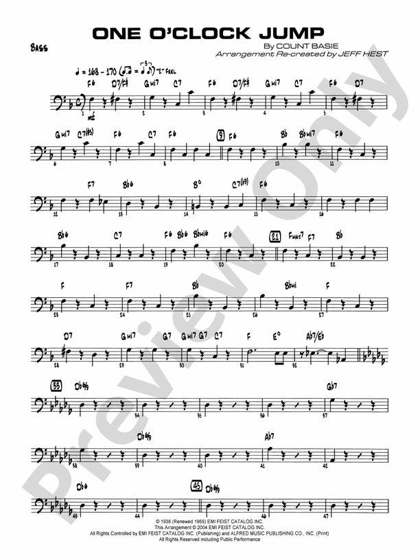 One O'Clock Jump String Bass String Bass Part Digital Sheet Music