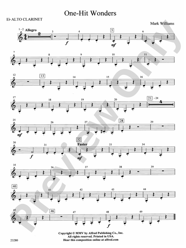 OneHit Wonders Eflat Alto Eflat Alto Part