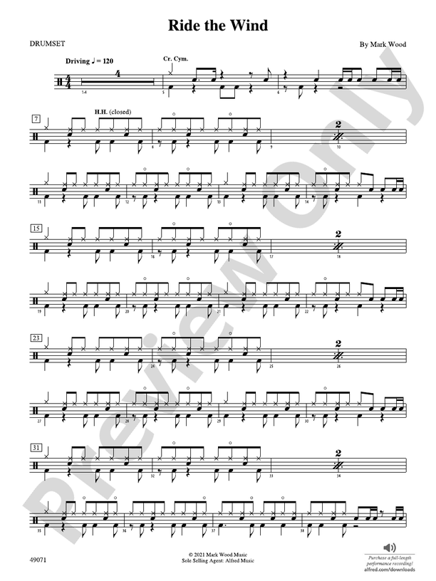 Ride the Wind Drums Drums Part Digital Sheet Music Download