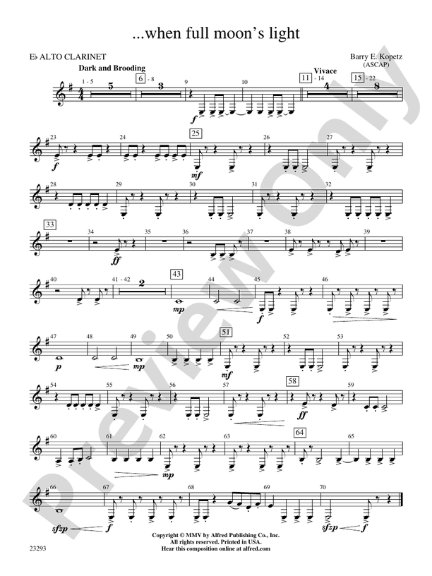 when full moon's light Eflat Alto Eflat Alto Part