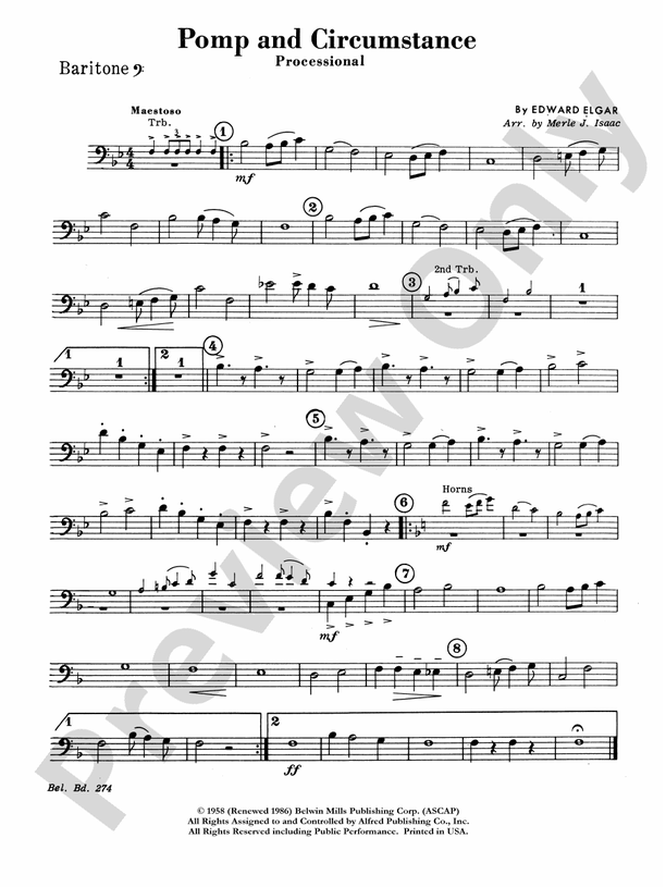Pomp and Circumstance, Op. 39, No. 1 (Processional): Baritone B.C.