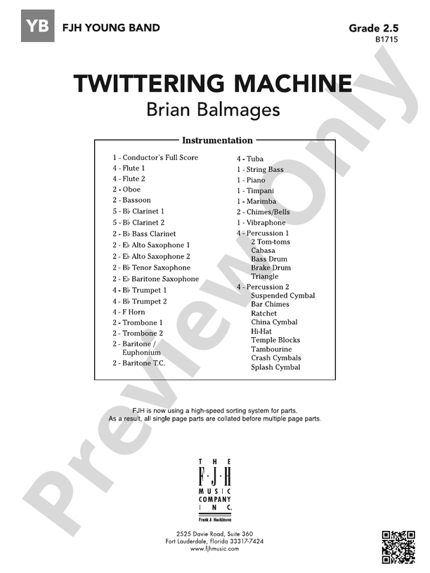 Twittering Machine: Score: Concert Band Score: Brian Balmages - Digital ...