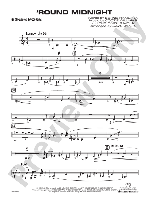 'Round Midnight: E-flat Baritone Saxophone: E-flat Baritone Saxophone ...