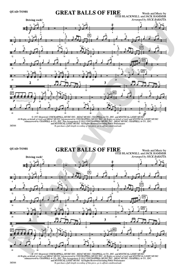 Great Balls of Fire QuadToms QuadToms Part Digital Sheet Music