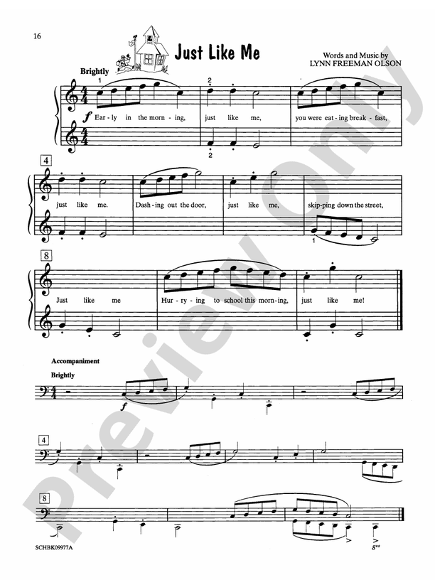 Just Like Me - Piano Solo with Lyrics (with Optional Duet Accompaniments)