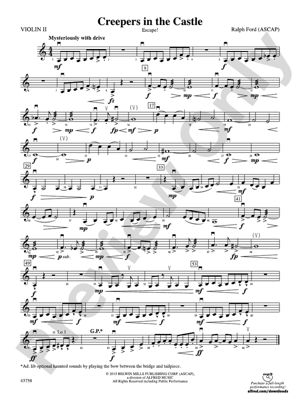 Creepers in the Castle 2nd Violin 2nd Violin Part Digital Sheet