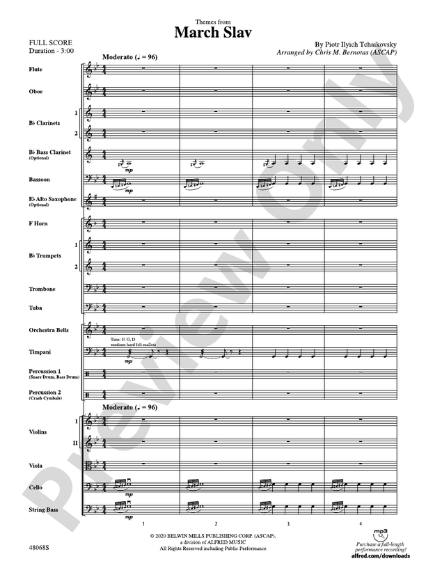 March Slav Full Orchestra Conductor Score Parts Peter Illyich