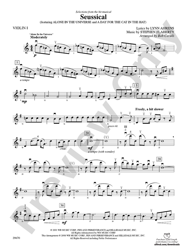 Seussical the Musical, Selections from 1st Violin 1st Violin Part