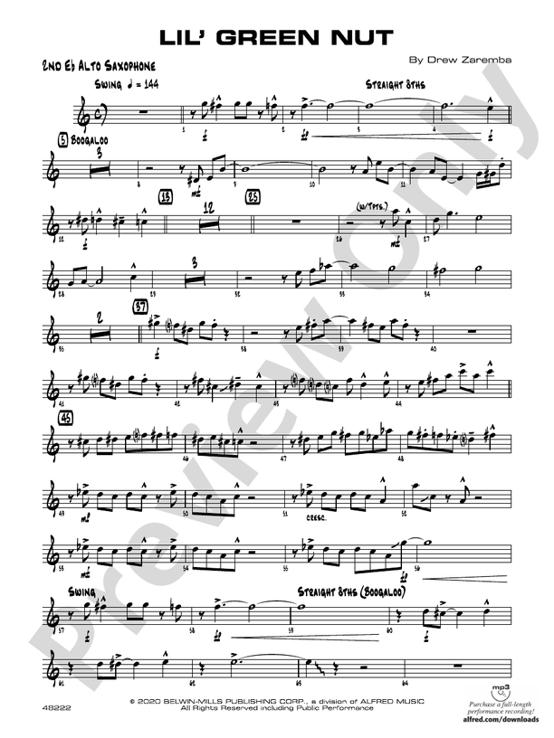 Lil' Green Nut 2nd Eflat Alto Saxophone 2nd Eflat Alto Saxophone