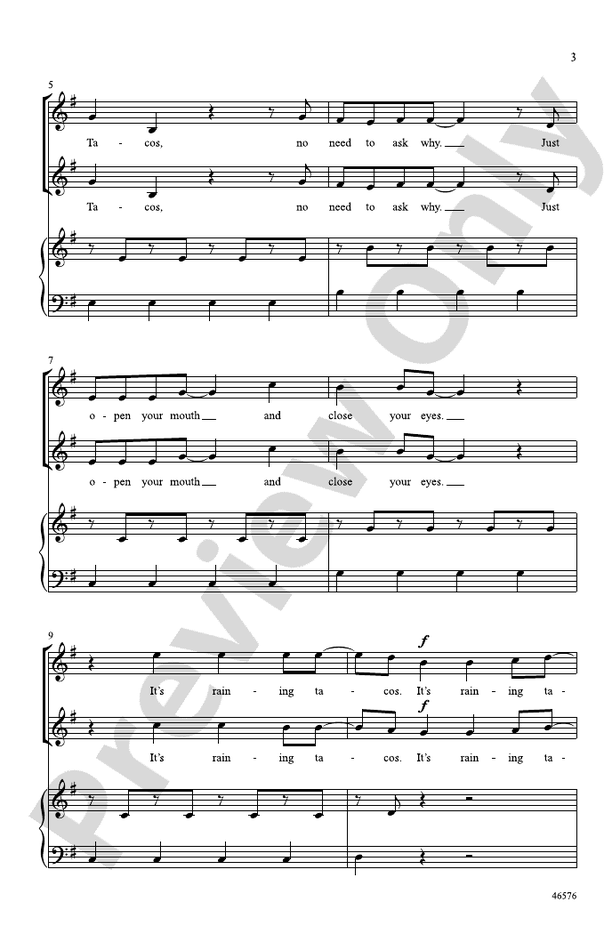 Free Its Raining Tacos by Parry Gripp sheet music