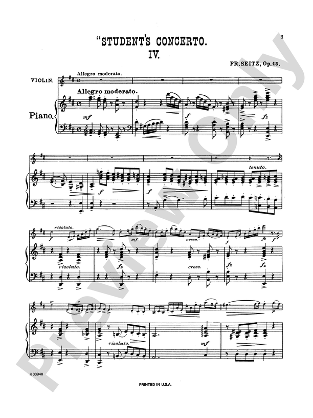 Seitz: Student's Concerto No. 4 in D Major, Op. 15