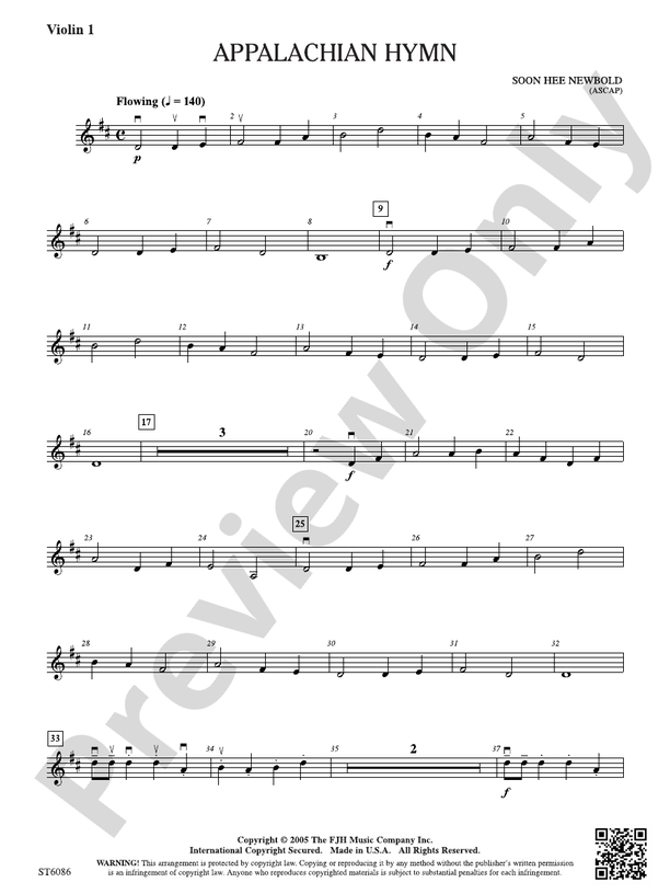 Appalachian Hymn: Violin 1: Violin 1 Part: Soon Hee Newbold