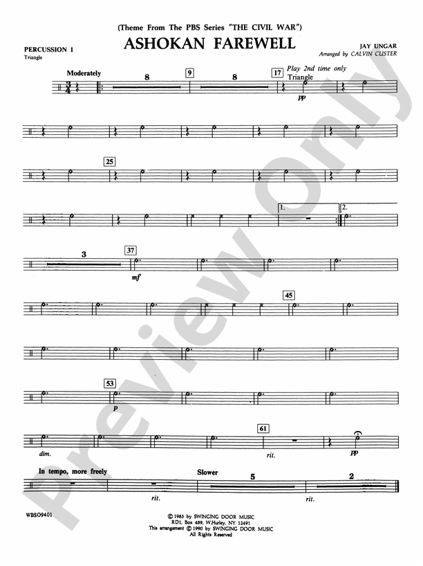 Ashokan Farewell (from "The Civil War") 1st Percussion 1st Percussion