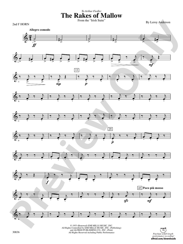The Rakes of Mallow (from the Irish Suite) 2nd F Horn 2nd F Horn Part