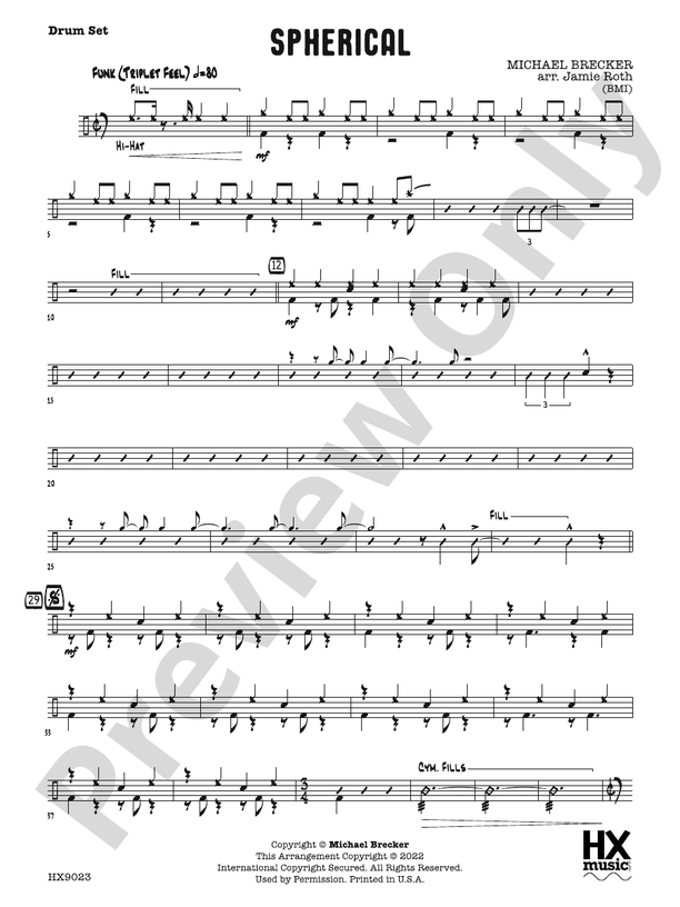 Spherical: Drum Set: Drum Set Part: Michael Brecker - Digital Sheet ...