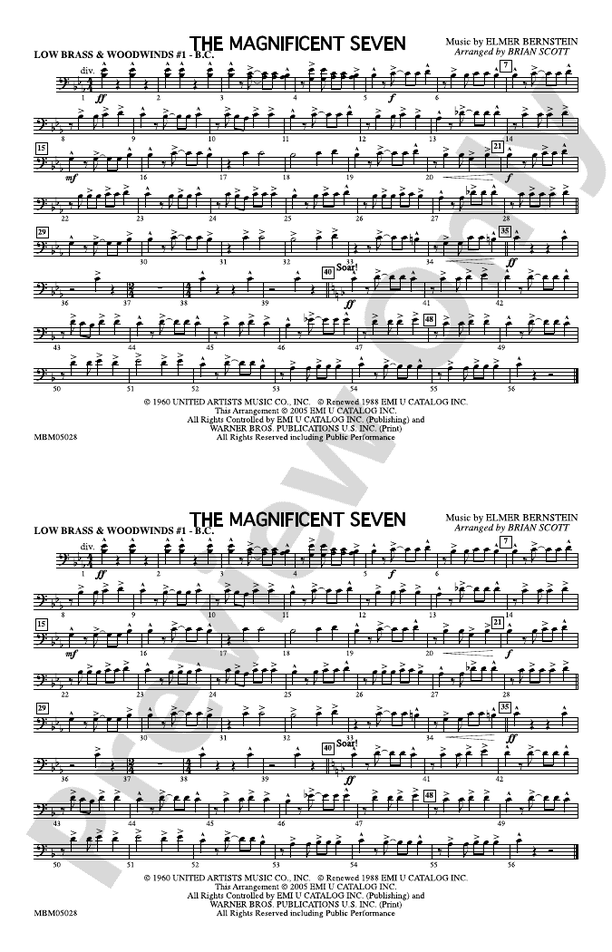 The Magnificent Seven Low Brass & Woodwinds 1 Bass Clef Low Brass
