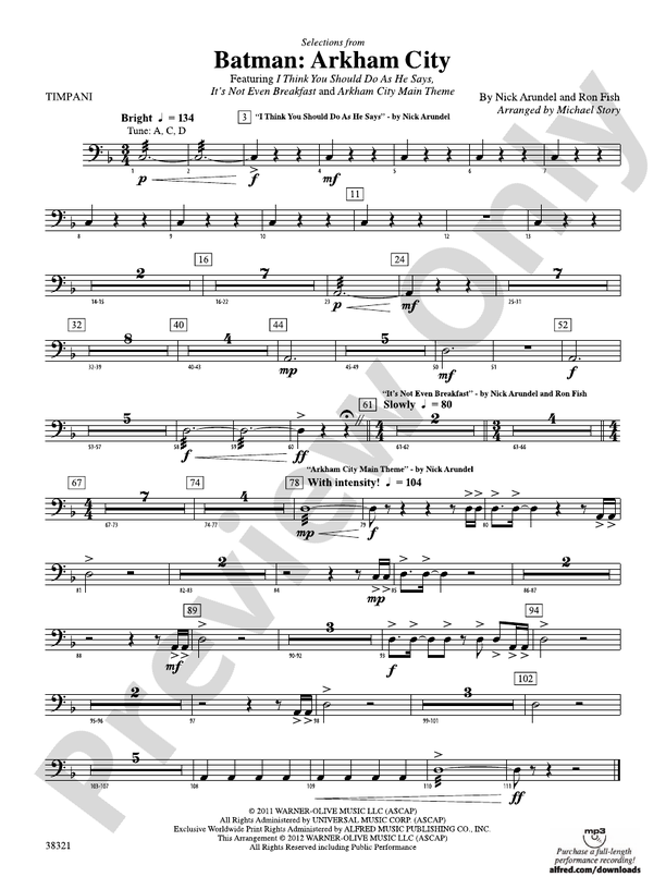 Batman: Arkham City, Selections from: Timpani