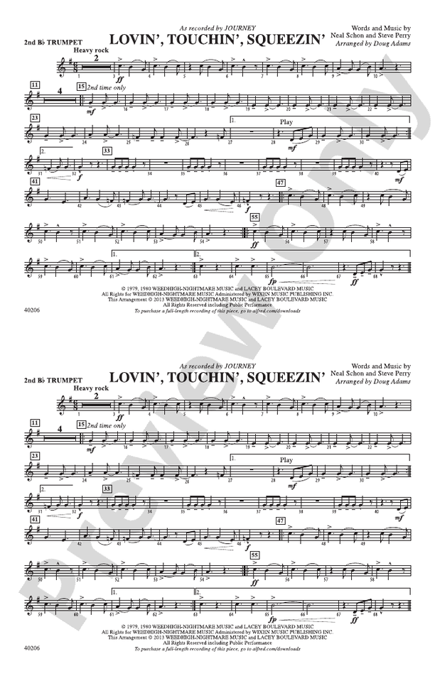 Lovin', Touchin', Squeezin': 2nd B-flat Trumpet