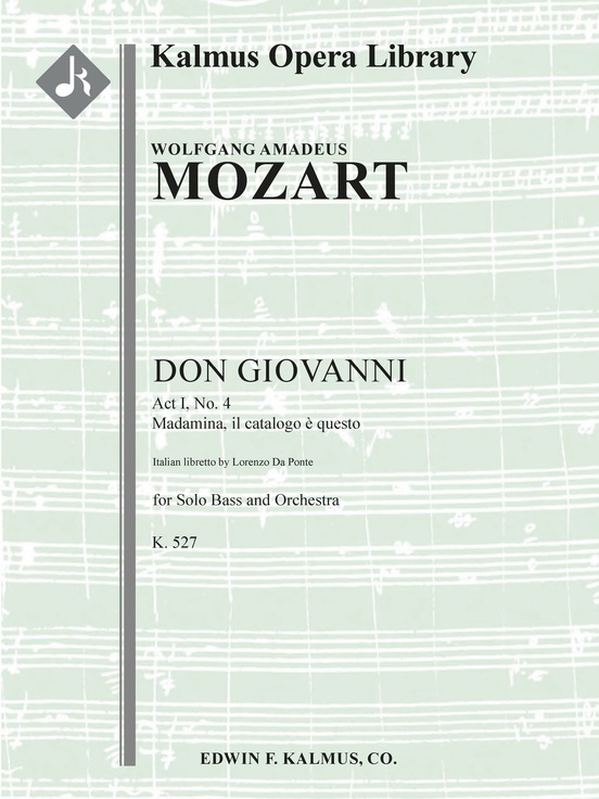 Don Giovanni, K. 527 No. 4, Act I, Aria Madamina! Il catalogo (bass