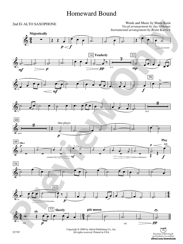 Homeward Bound: 2nd E-flat Alto Saxophone: 2nd E-flat Alto Saxophone ...