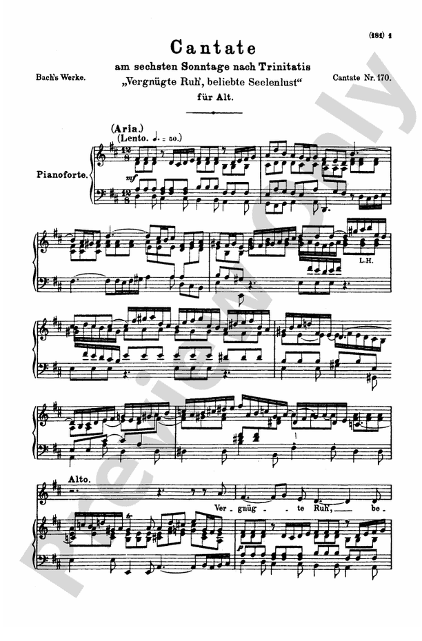 Bach: Contralto Solo, Cantata No. 170, Vergnugte Ruh', beliebte Seelenlust (German)