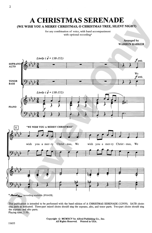 A Christmas Serenade Unison/2Part/SAB/SATB Choral Octavo Digital