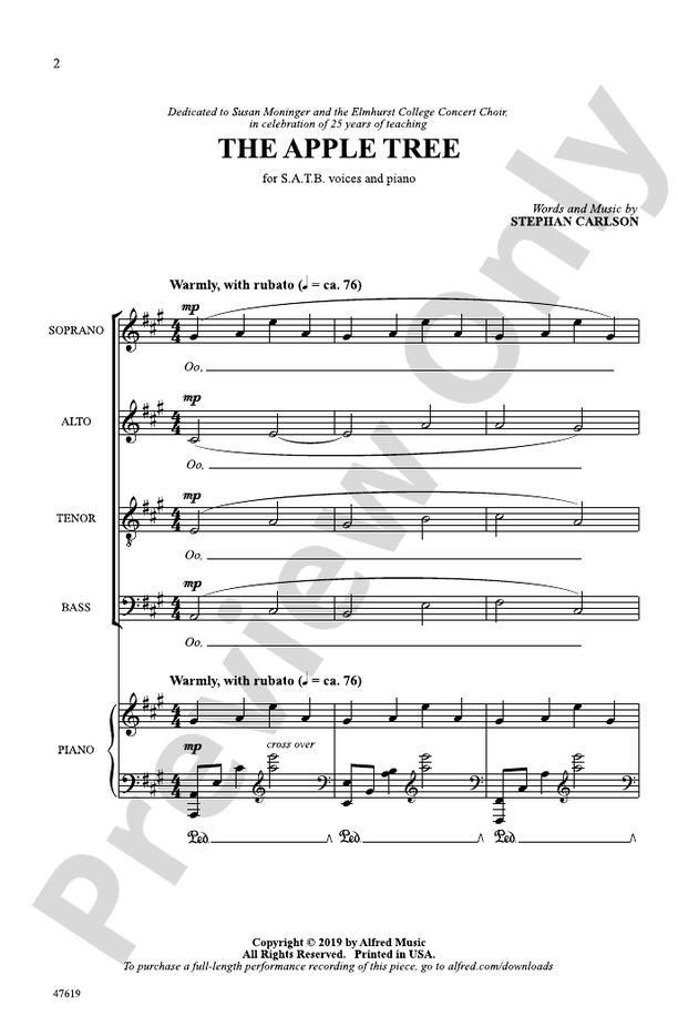 The Apple Tree Satb Choral Octavo Stephan Carlson Digital Sheet Music Download 5222