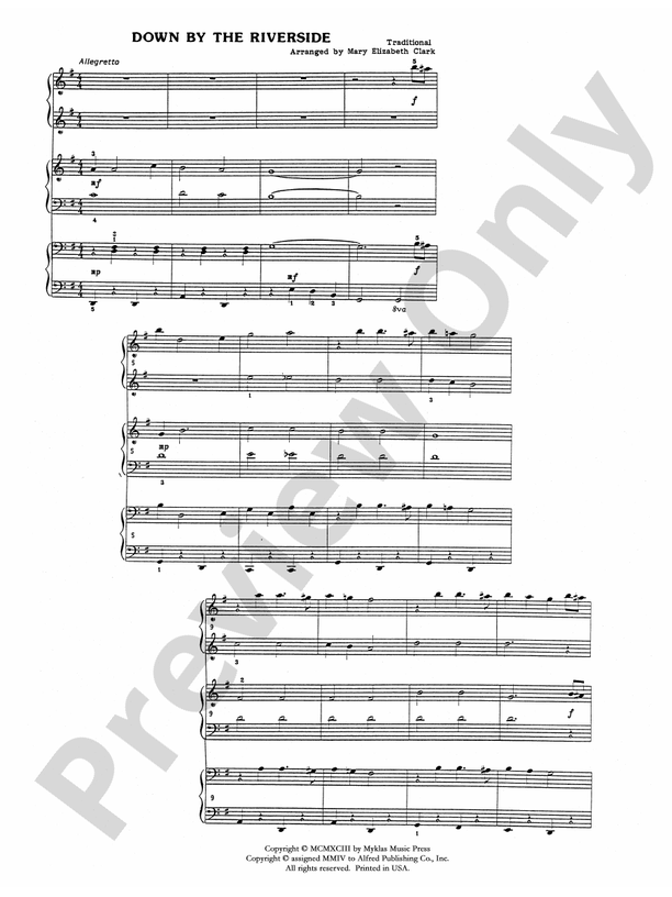Down by the Riverside - Piano Trio (1 Piano, 6 Hands)